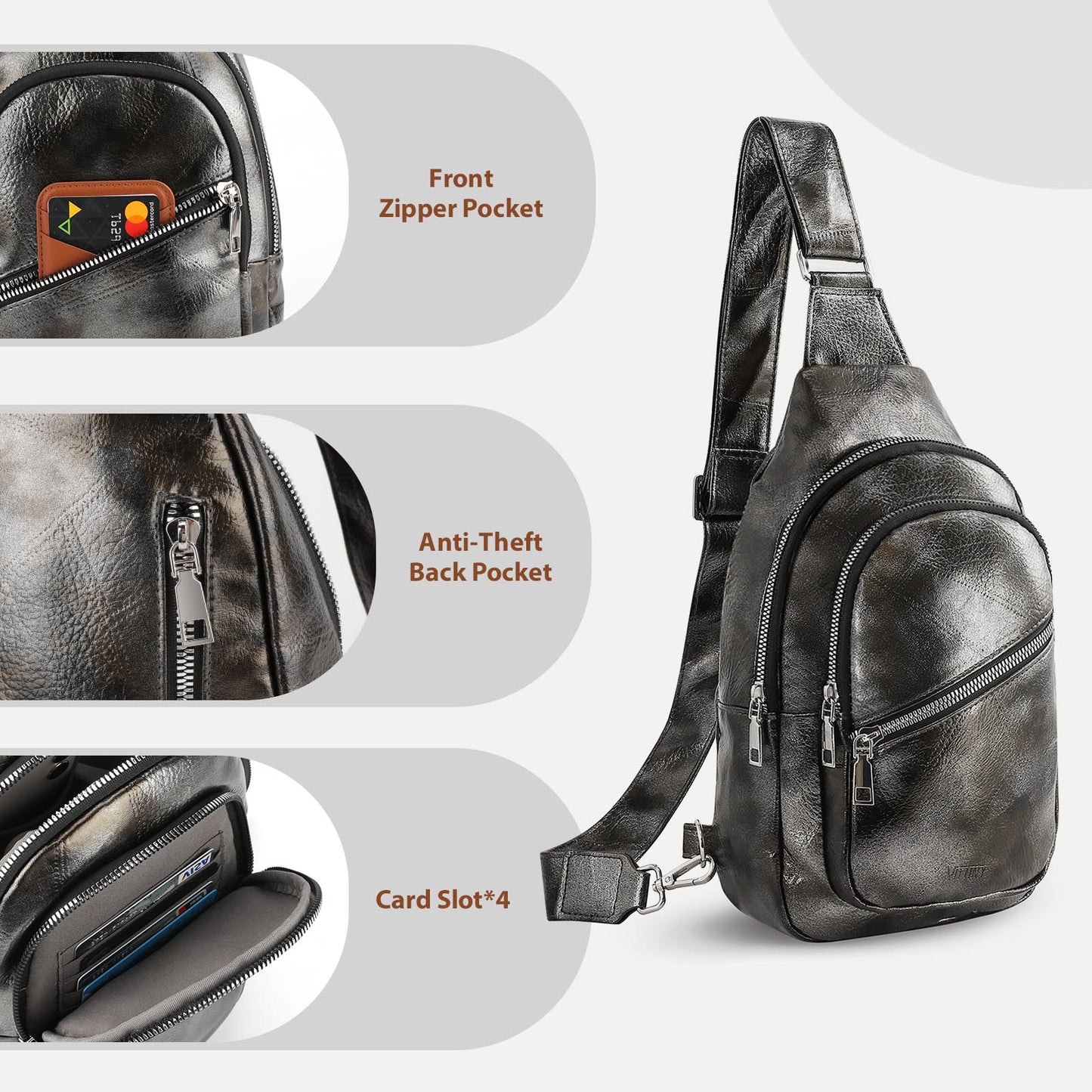 Sling Bag For Women Faux Leather Small Casual Daypack Backpack Fanny Pack Crossbody Chest Bags Purse