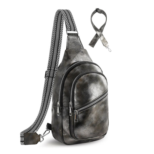 Sling Bag For Women Faux Leather Small Casual Daypack Backpack Fanny Pack Crossbody Chest Bags Purse