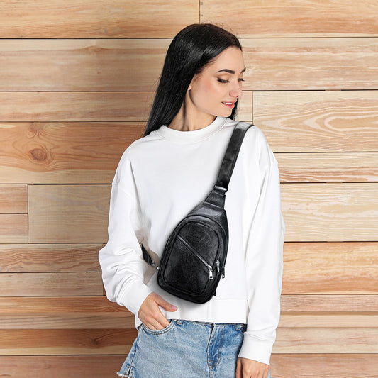 Small Sling Bag for Women, Vegan Leather Fanny Pack Crossbody Bags for Women, Chest Bag With Guitar Strap