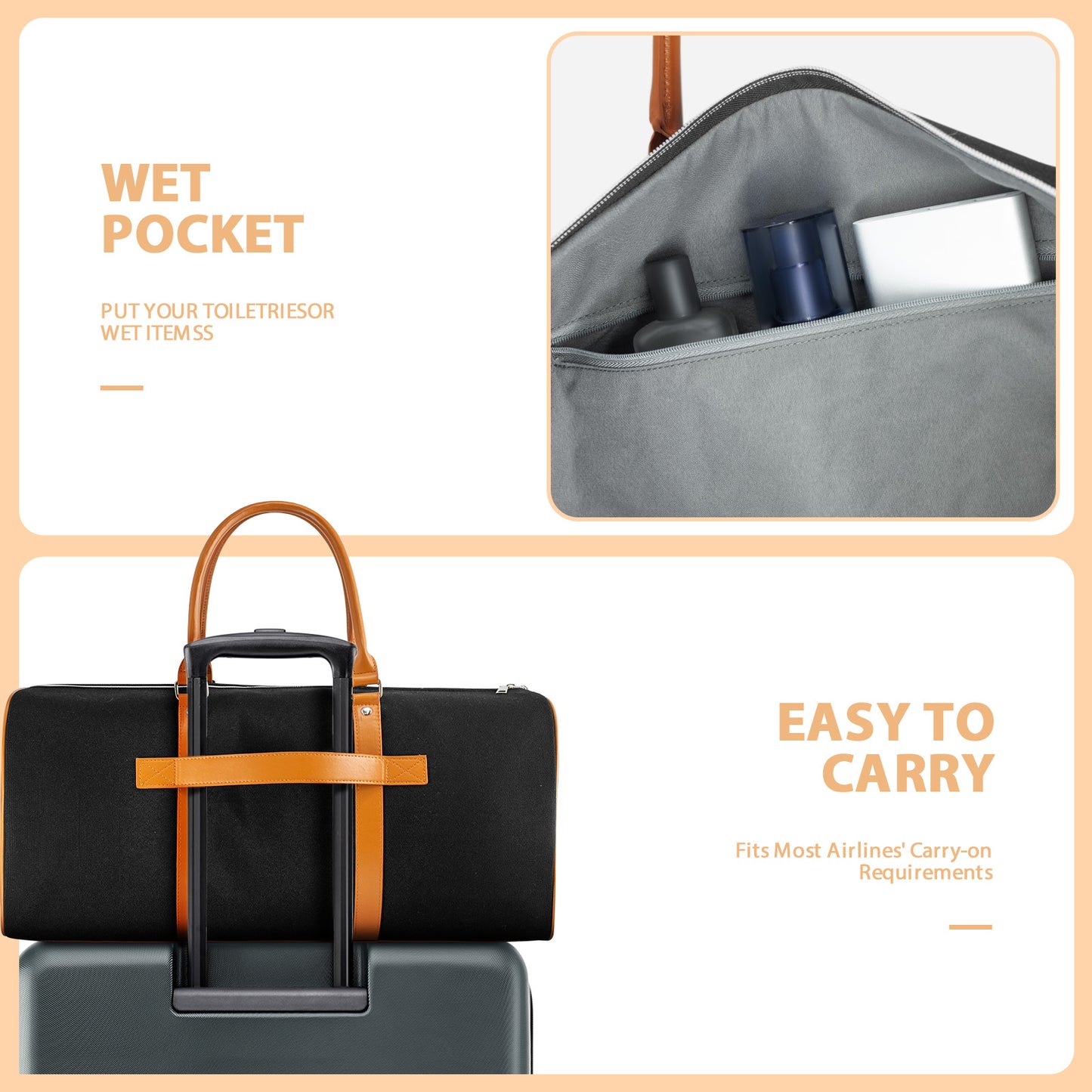 Weekender Bag for Women, Travel Duffel Bag Carry On Overnight Bag with Shoe Compartment Large Nylon Travel Weekend Tote Bag