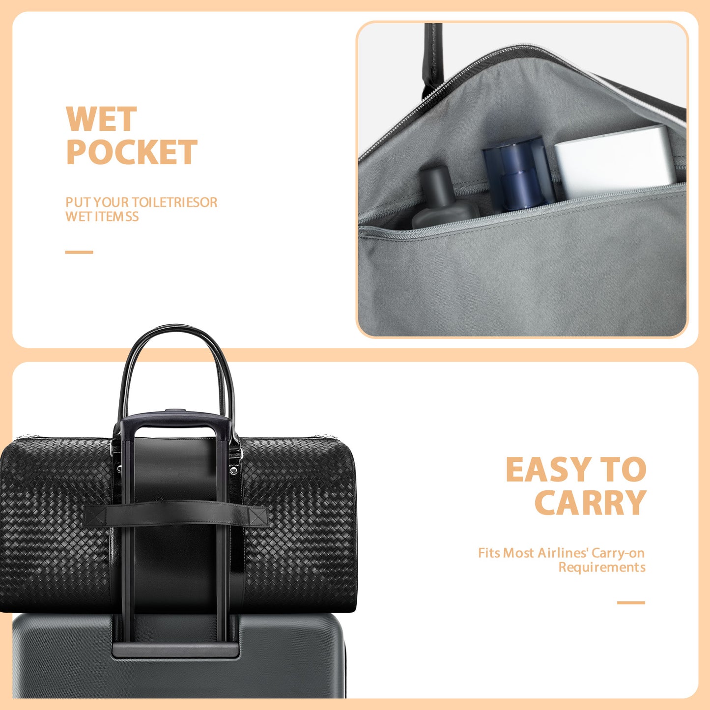 Oversized Duffle Travel Bag Waterproof Leather Weekend Bag Large Carry On Large Carry On Hangbag for Mens or Women