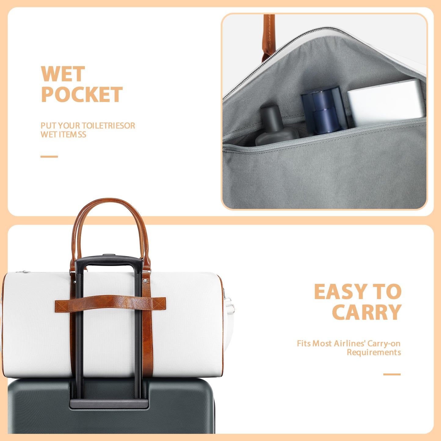 Garment Bag for Travel, Convertible Carry on Garment Duffel Bag for Men 3Pcs Weekender Bag 2 in 1 Hanging Suitcase Suit Bag