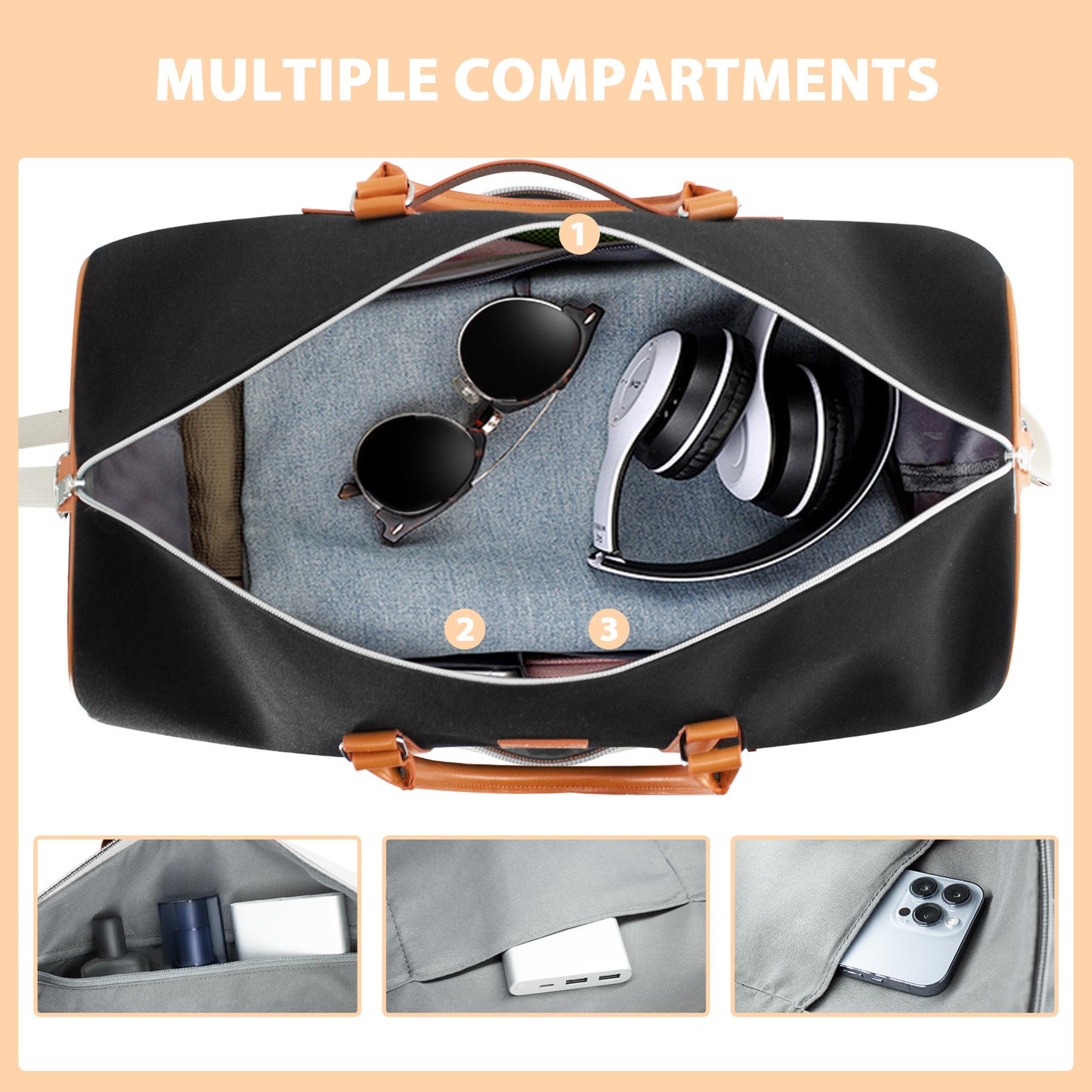 Weekender Bag for Women, Travel Duffel Bag Carry On Overnight Bag with Shoe Compartment Large Nylon Travel Weekend Tote Bag