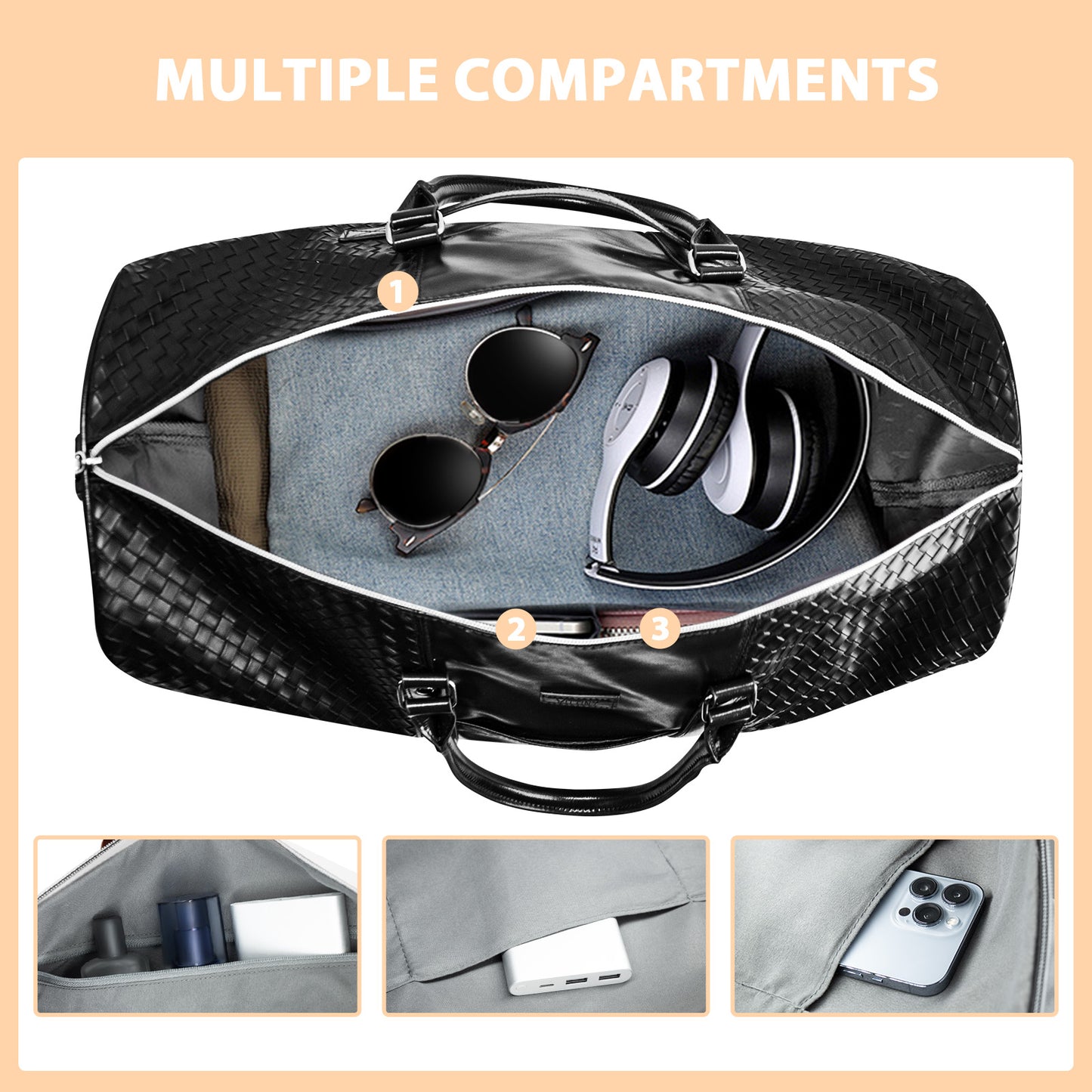 Oversized Duffle Travel Bag Waterproof Leather Weekend Bag Large Carry On Large Carry On Hangbag for Mens or Women