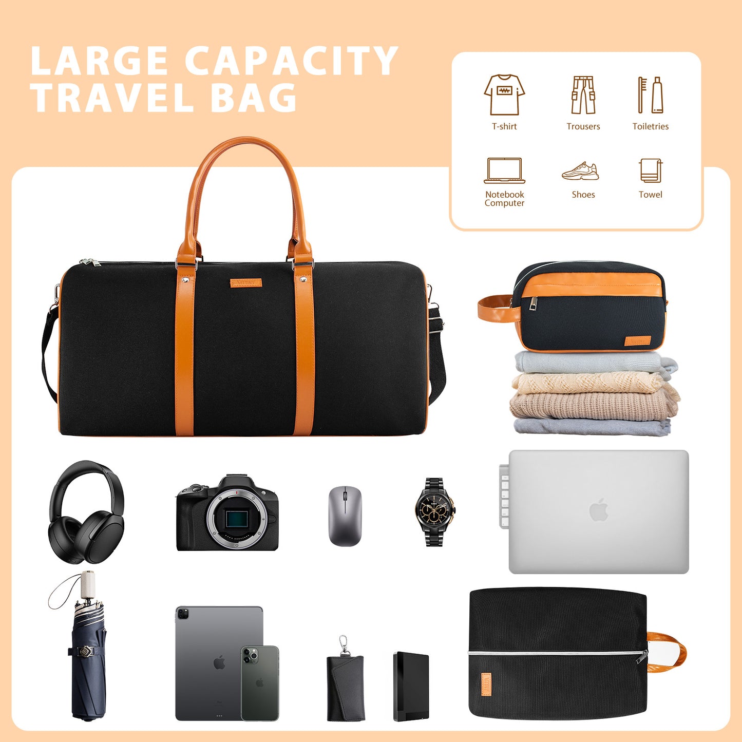 Weekender Bag for Women, Travel Duffel Bag Carry On Overnight Bag with Shoe Compartment Large Nylon Travel Weekend Tote Bag