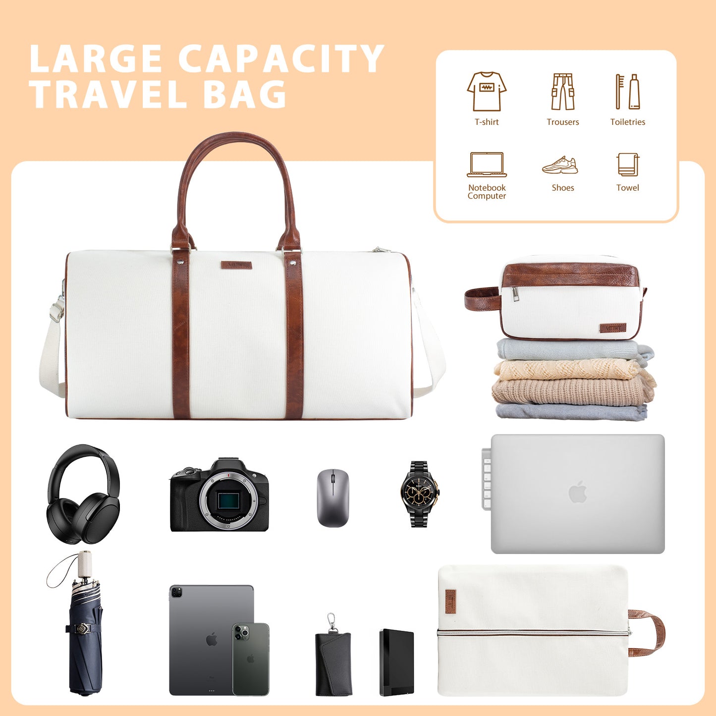 Garment Bag for Travel, Convertible Carry on Garment Duffel Bag for Men 3Pcs Weekender Bag 2 in 1 Hanging Suitcase Suit Bag