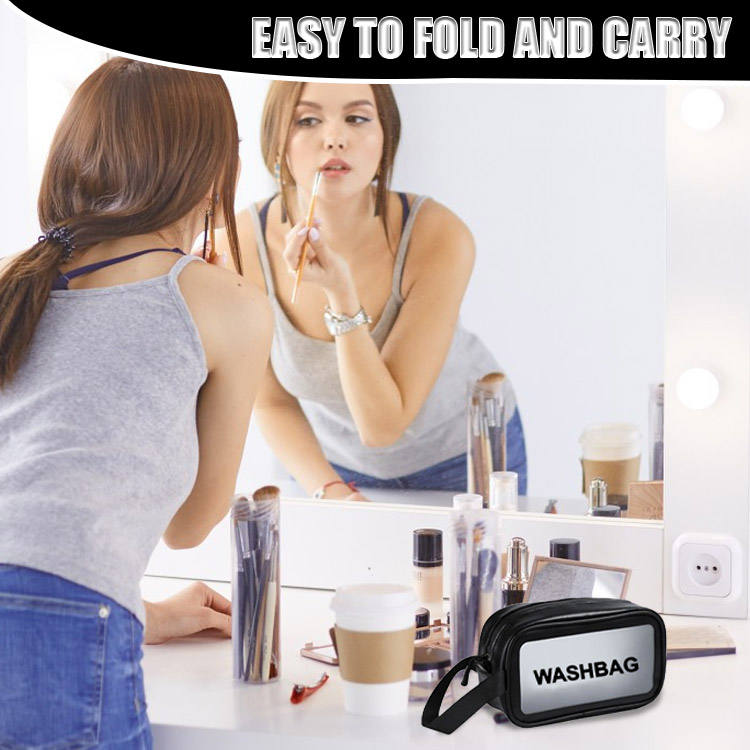 Wholesale Custom Logo Waterproof Women's Makeup Travel Toiletry Cosmetic Zipper Bag Custom Logo Clear Pvc Cosmetic Bag