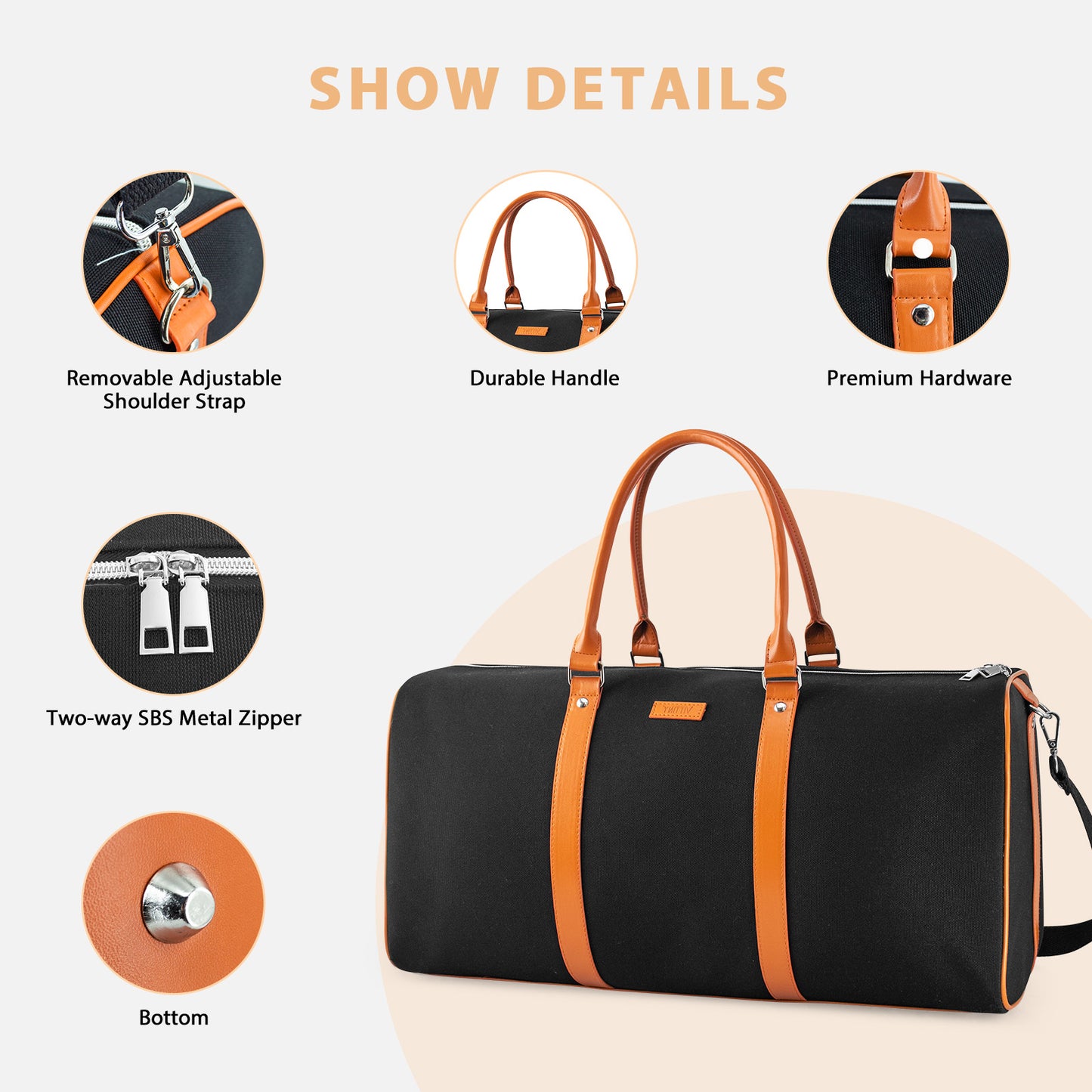 Weekender Bag for Women, Travel Duffel Bag Carry On Overnight Bag with Shoe Compartment Large Nylon Travel Weekend Tote Bag