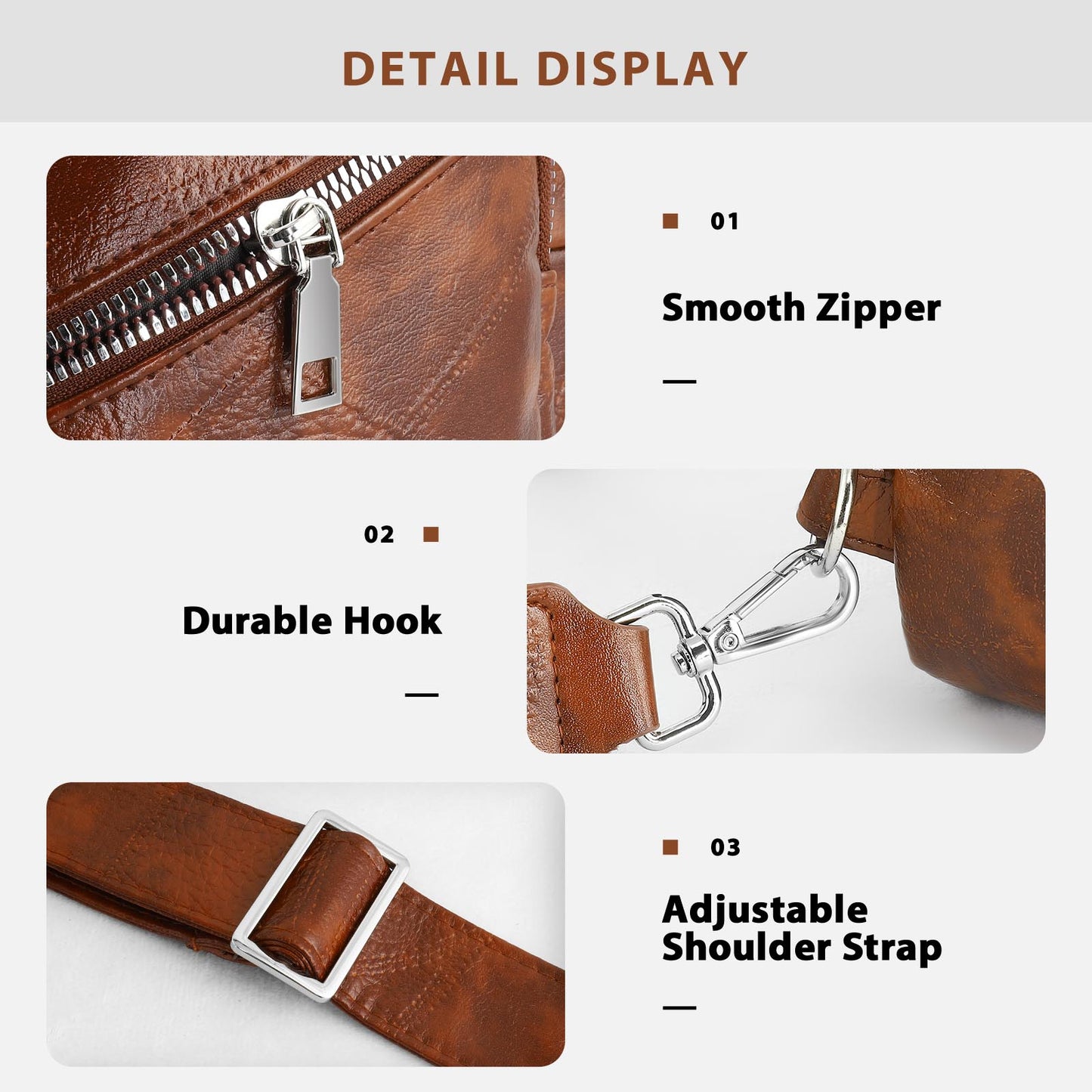 Sling Bag For Women Men Backpack Fanny Pack Crossbody Chest Travel Shoulder Belt Bags Purse Handbag PU Leather