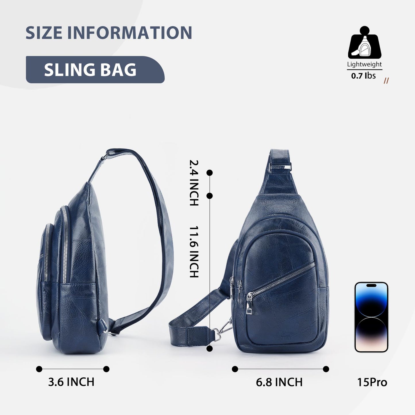 Crossbody Sling Bag for Women Men Anti Theft Cross Body Fanny Pack Belt Bag Purse Gifts for Women Faux Leather, Blue