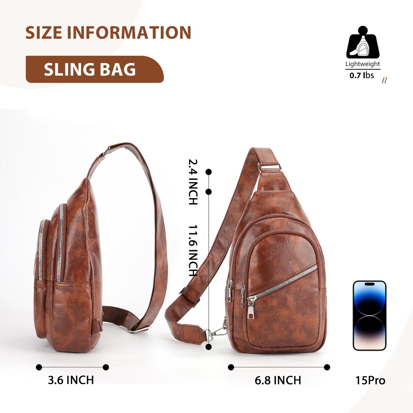 Sling Bag For Women Men Backpack Fanny Pack Crossbody Chest Travel Shoulder Belt Bags Purse Handbag PU Leather