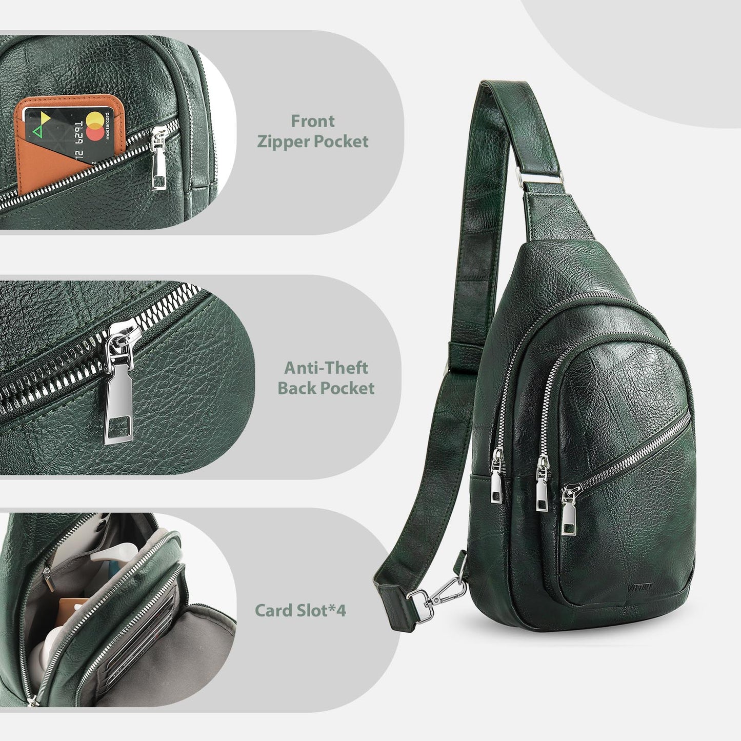 Small Sling Bag for Women Leather Crossbody Bags Fanny Pack Chest Bag for Travel