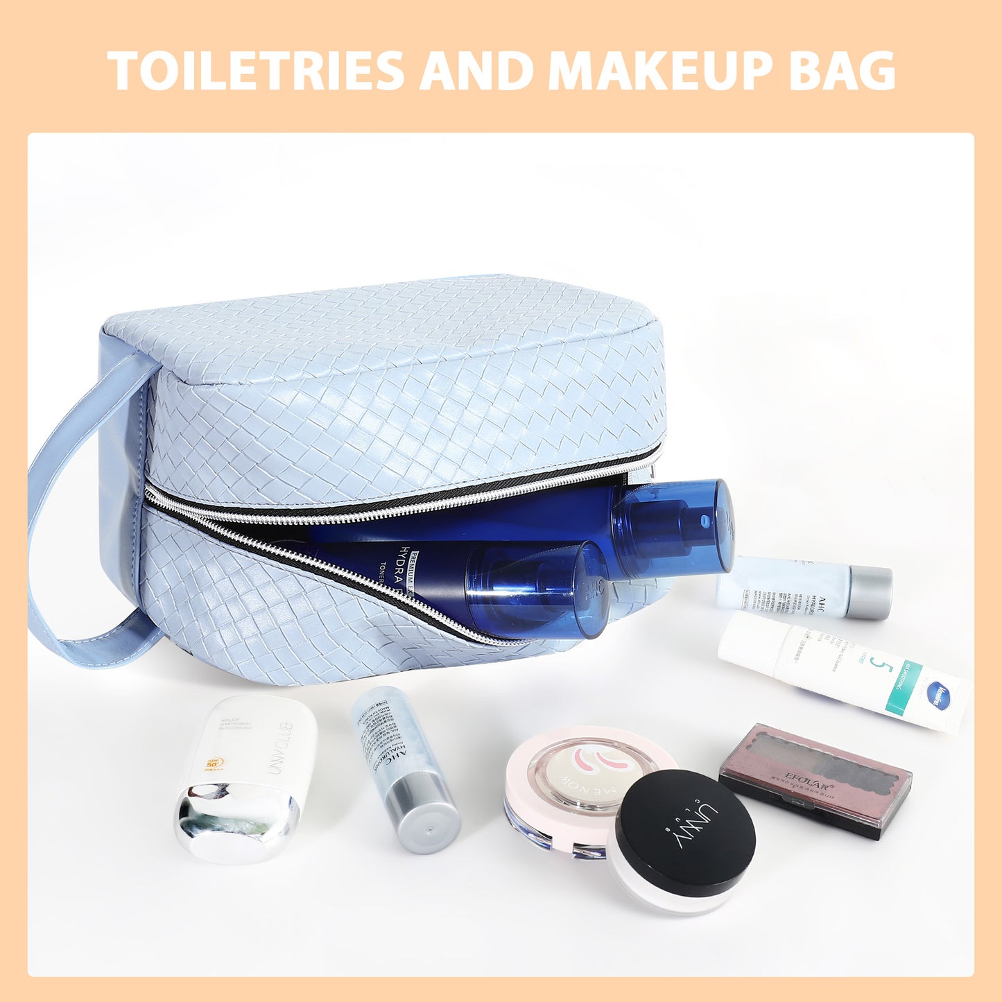 Leather Travel Bag with Shoe Pouch, Waterproof Weekender Overnight Bag, Carry On Duffel Bag for Men Women-Blue