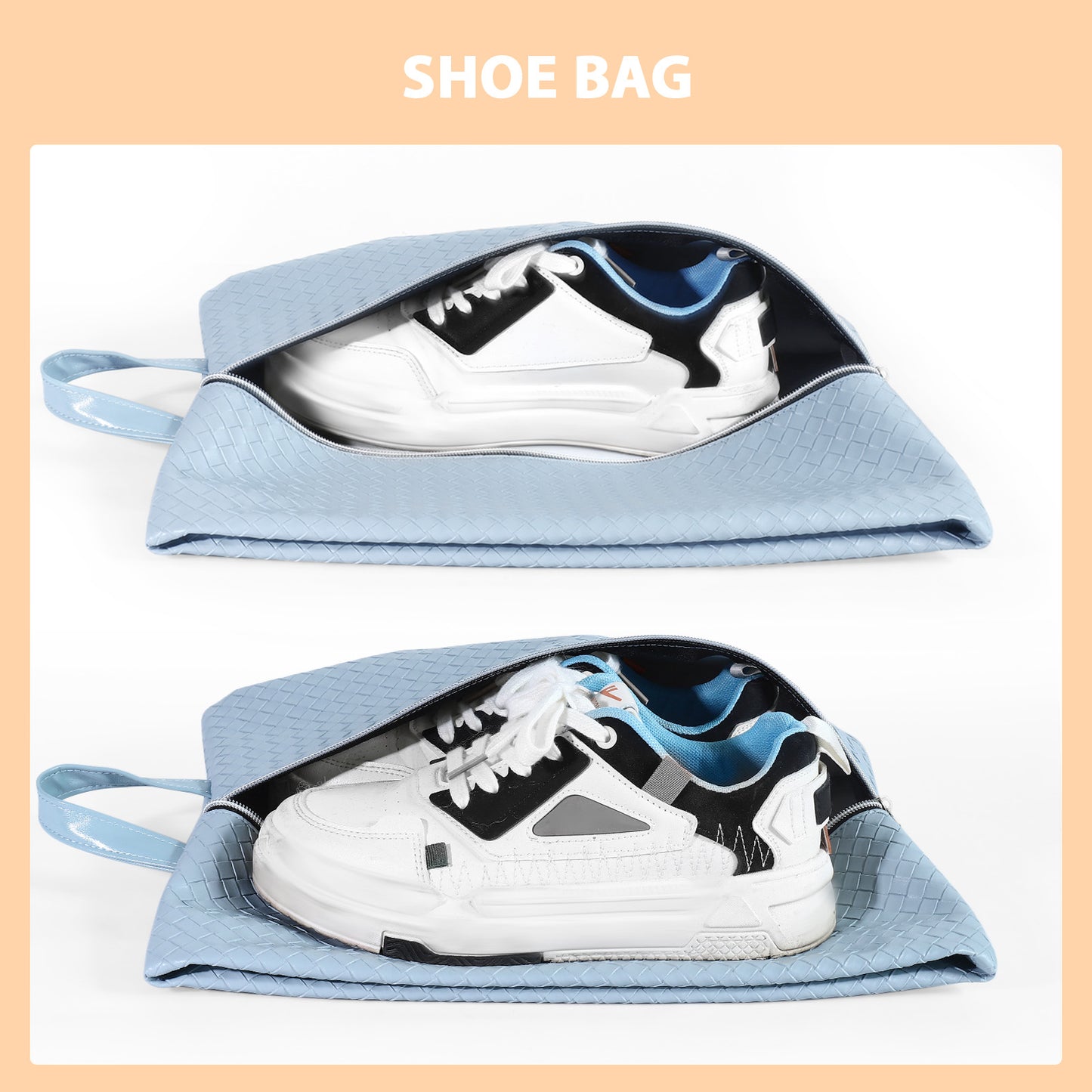 Leather Travel Bag with Shoe Pouch, Waterproof Weekender Overnight Bag, Carry On Duffel Bag for Men Women-Blue